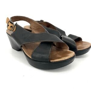 Dansko‎ Women's 9.5 EU40 Jacinda Women's Black Leather Slingback Sandals Buckle